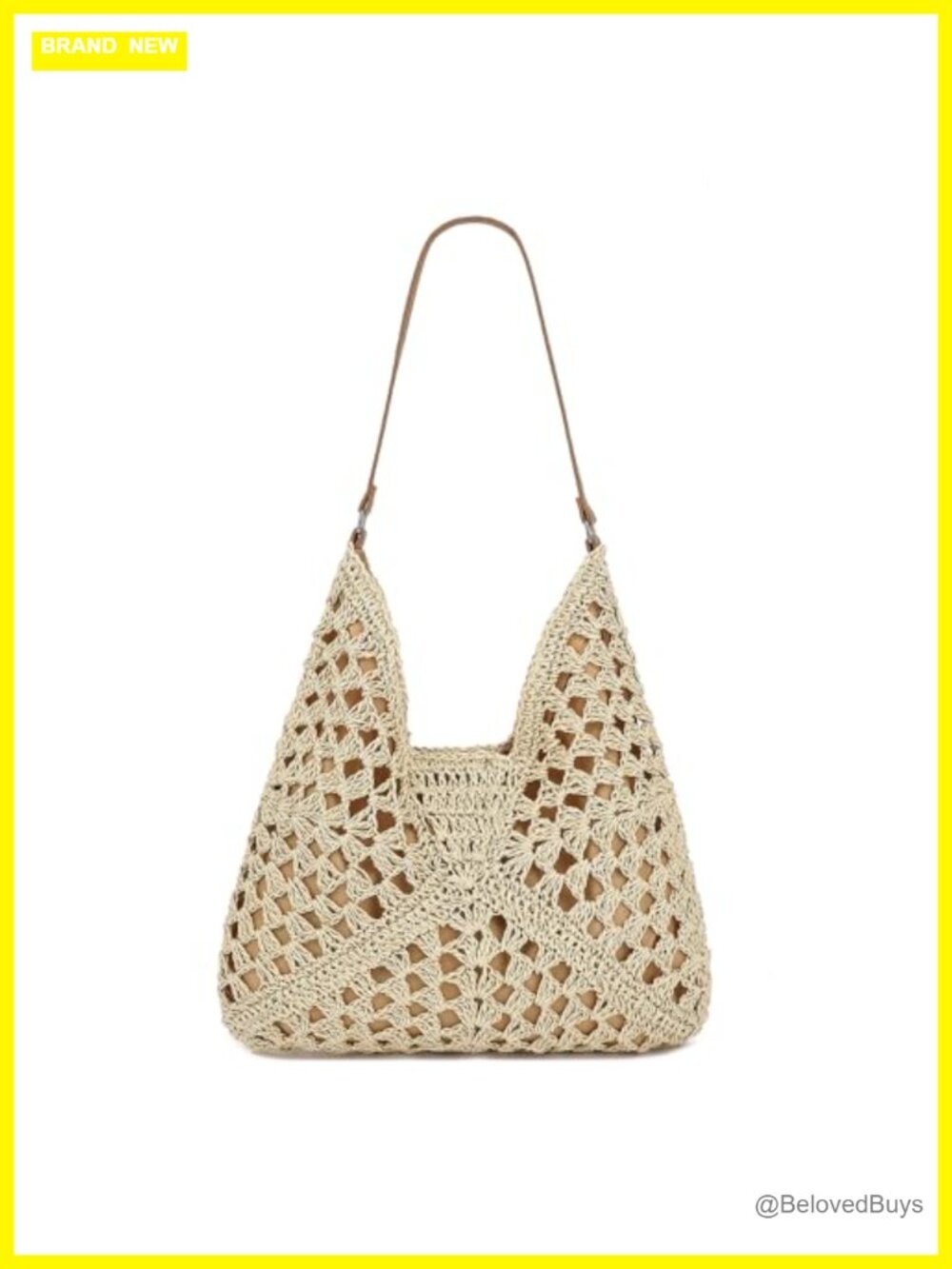 Lightweight Woven Straw Hobo Shoulder Bag, Summer Beach Tote Purse for Travel